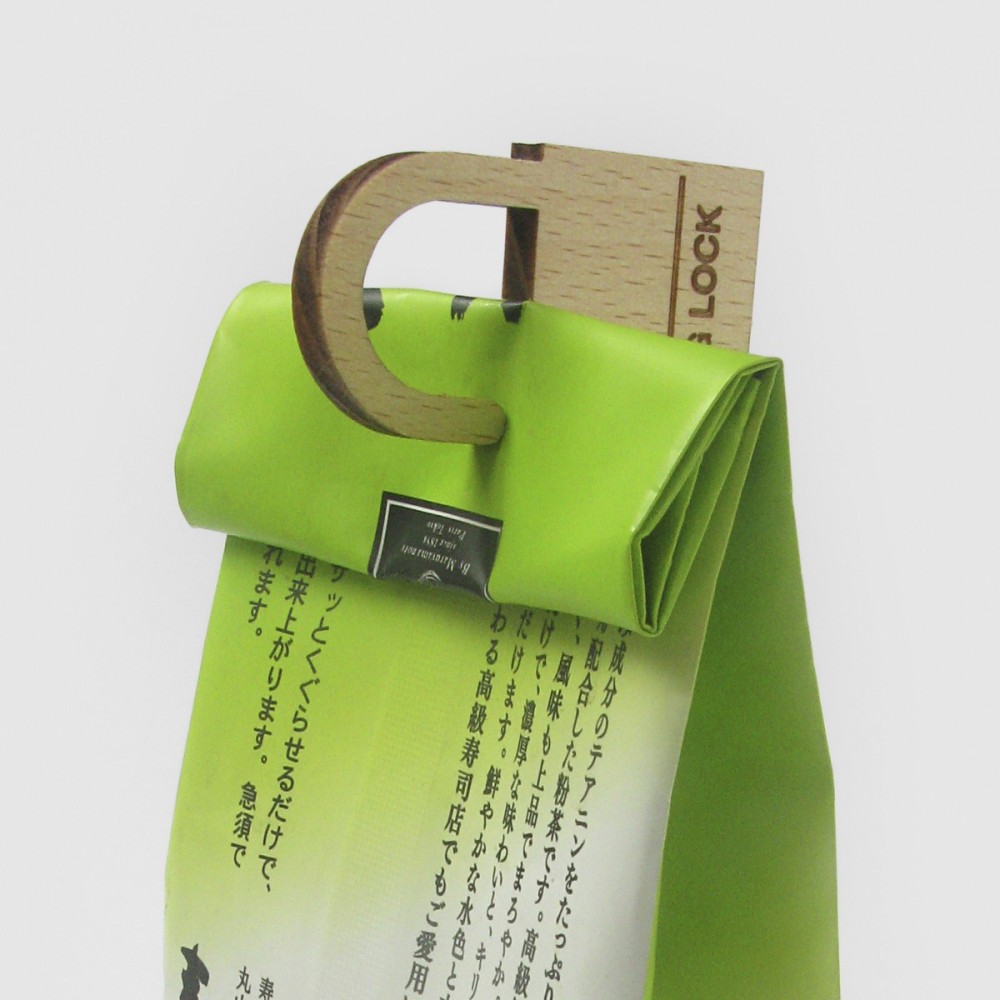 Clip / Pince ferme sachet plastique vert 3x19cm, lot de 2pcs INOMATA Japon